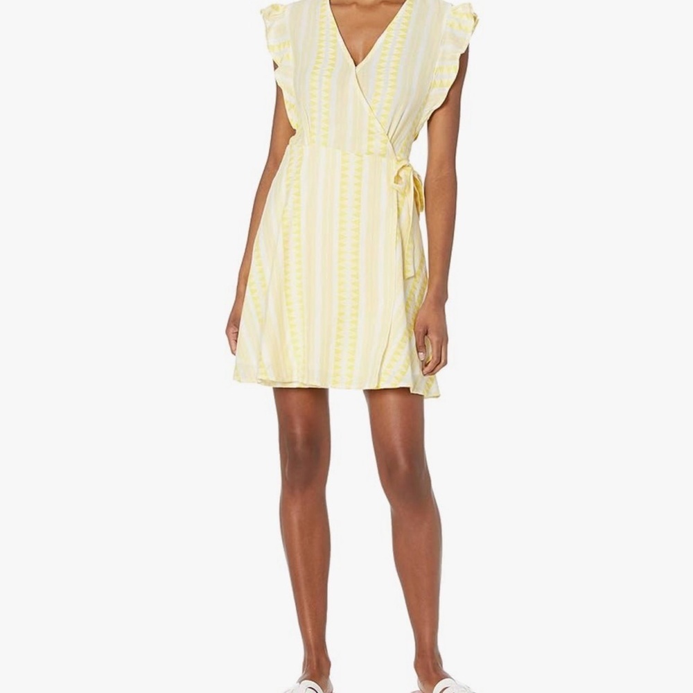 Ella Moss Yellow Striped Wrap Mini Dress
